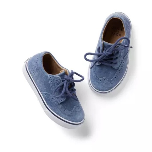 Janie & Jack Blue Suede Leather Wing Tip Shoes New without tag NWOT Size 6 - Picture 5 of 12